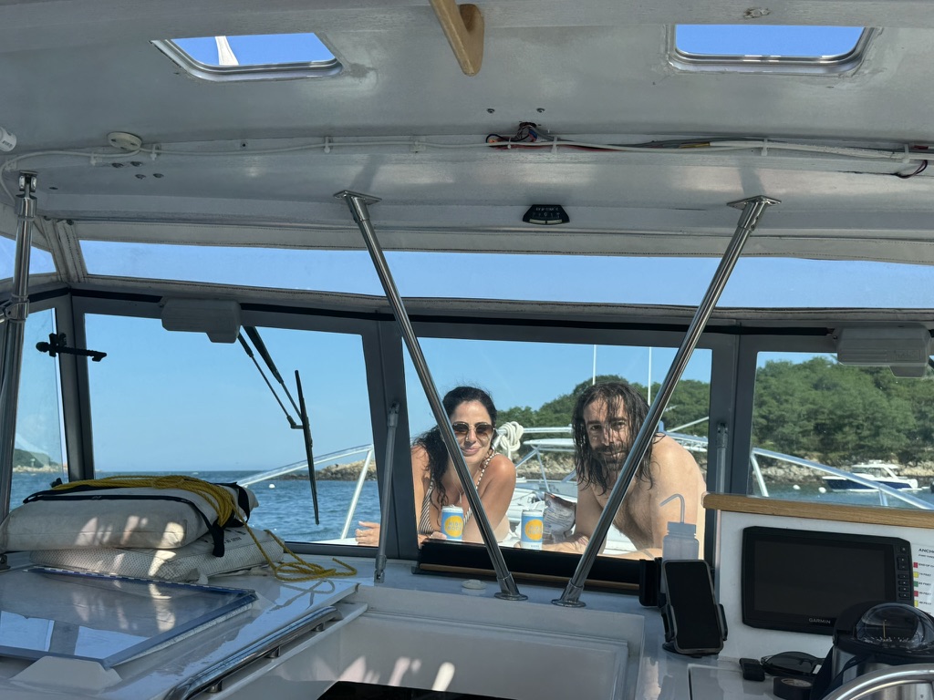 Ken and Emily on a boat